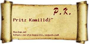 Pritz Kamilló névjegykártya